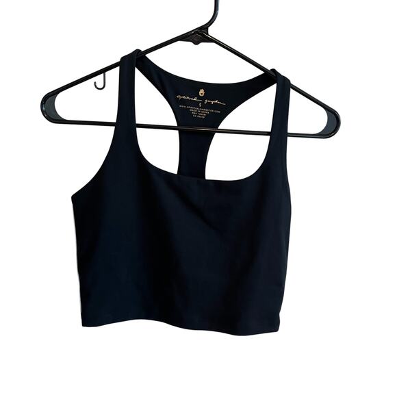 Spiritual Gangster Striped Racerback Longline Sports Bra Crop Tank Top Black S - Picture 2 of 7